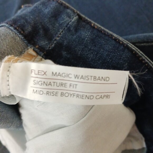 Lane Bryant Jeans Womens 18 Blue Mid Rise Boyfriend Capri Flex Magic Waistband - Picture 3 of 6